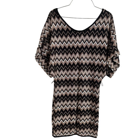 Karina Grimaldi Knit Chevron Dolman Sleeve Mini‎ Dress Small - Picture 3 of 4